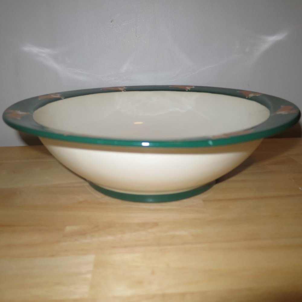 Zeppa Welsh Corgi Dog Serving Bowl Large 12.5" Signed Decor Green Brown 1996 - Picture 5 of 7
